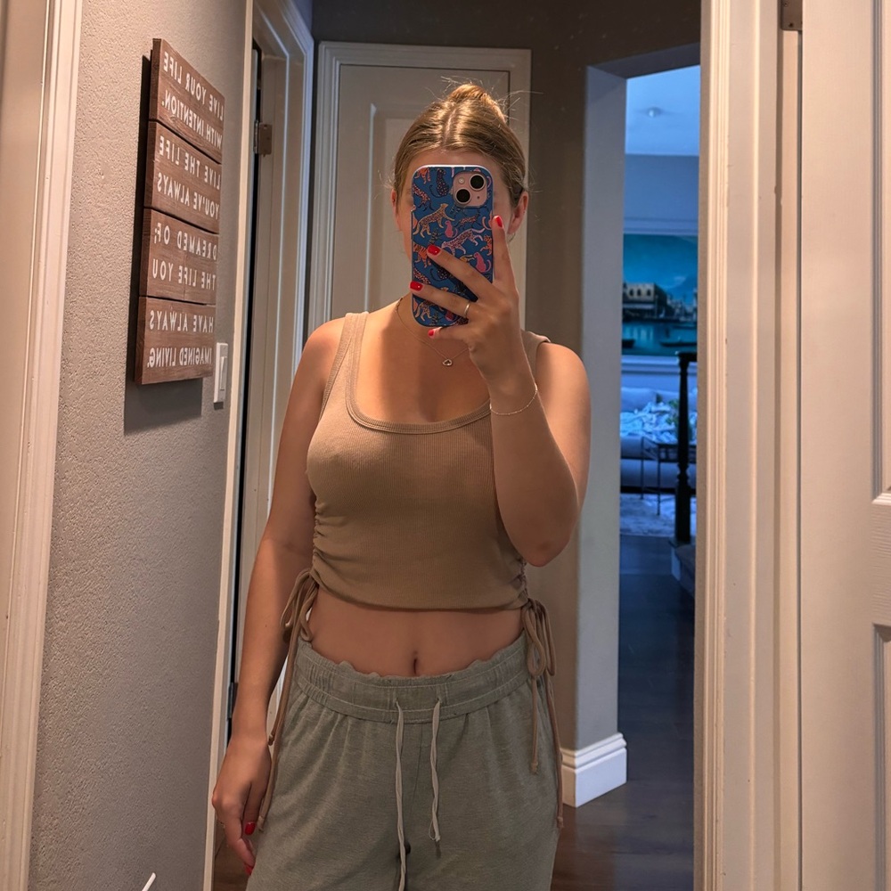 ZARA Brown/Tan Ruched Women's Top - Picture 2 of 2